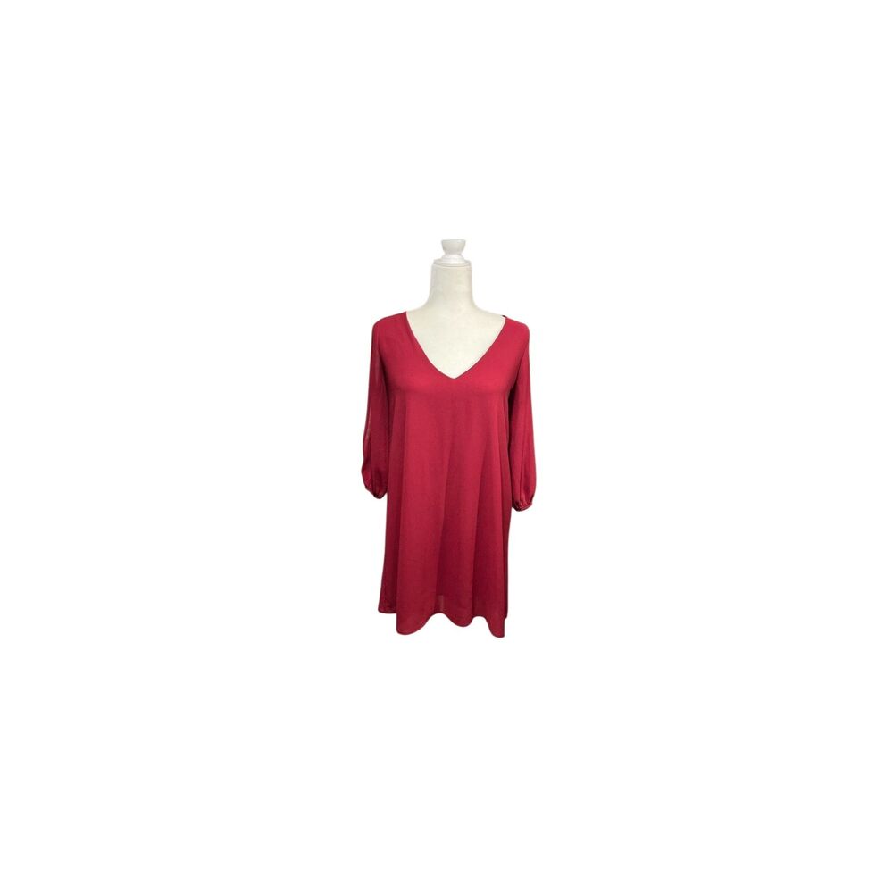 Lulu’s deep red v-neck sack dress with split sleeves - S